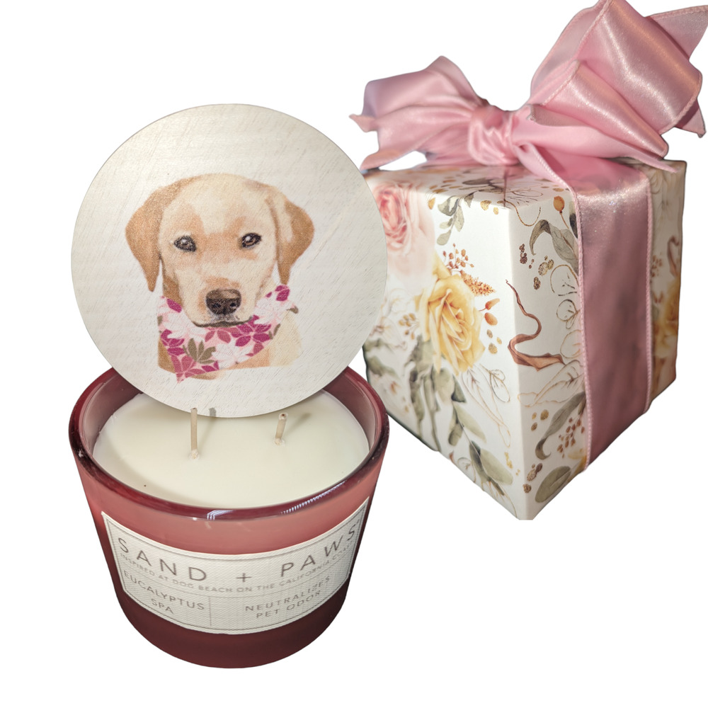 Sand + Paws Yellow Labrador Eucalyptus Spa Candle - Gift wrapped!